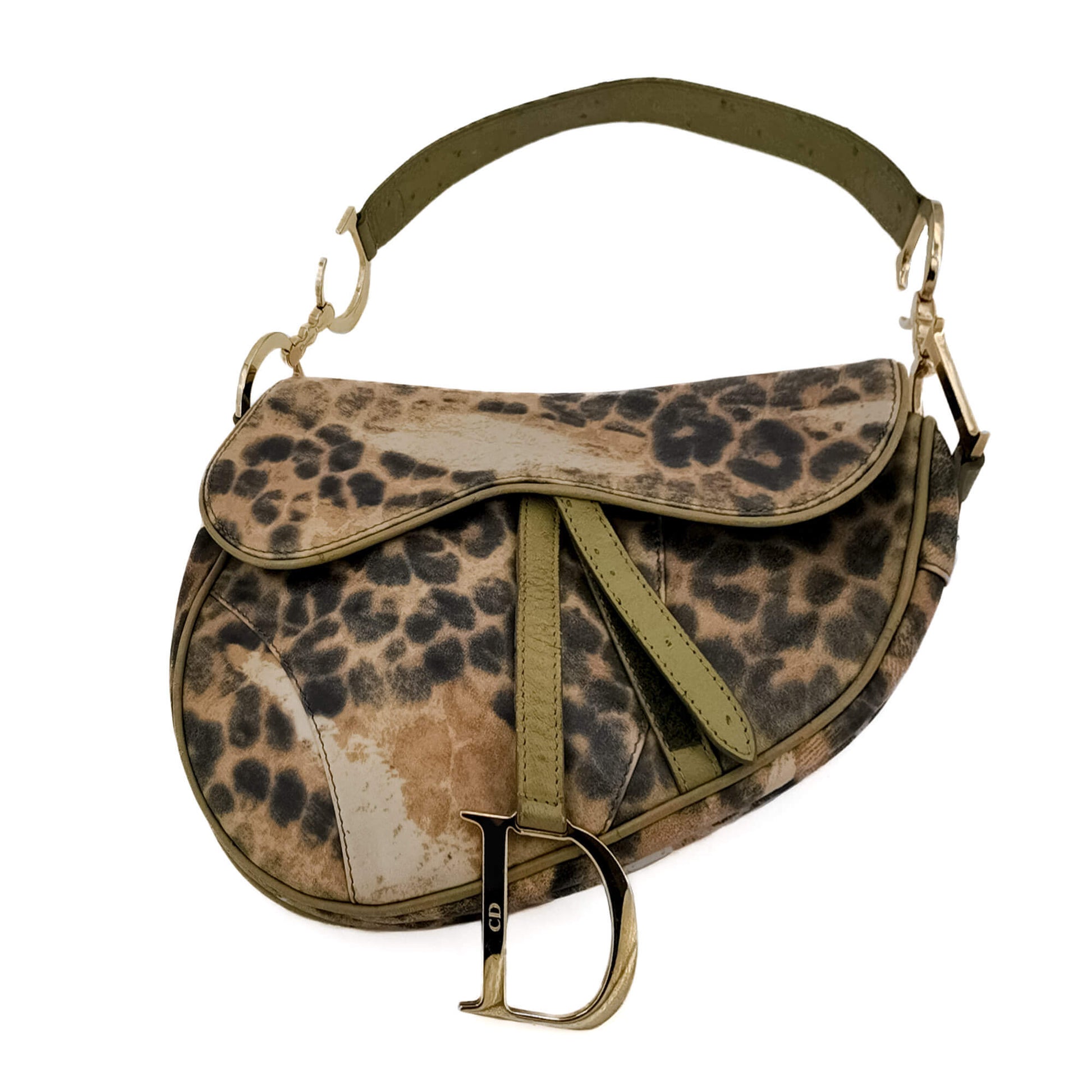 Second hand Dior Saddle Ostrich Leather Saddle Bag Animal print - Tabita Bags