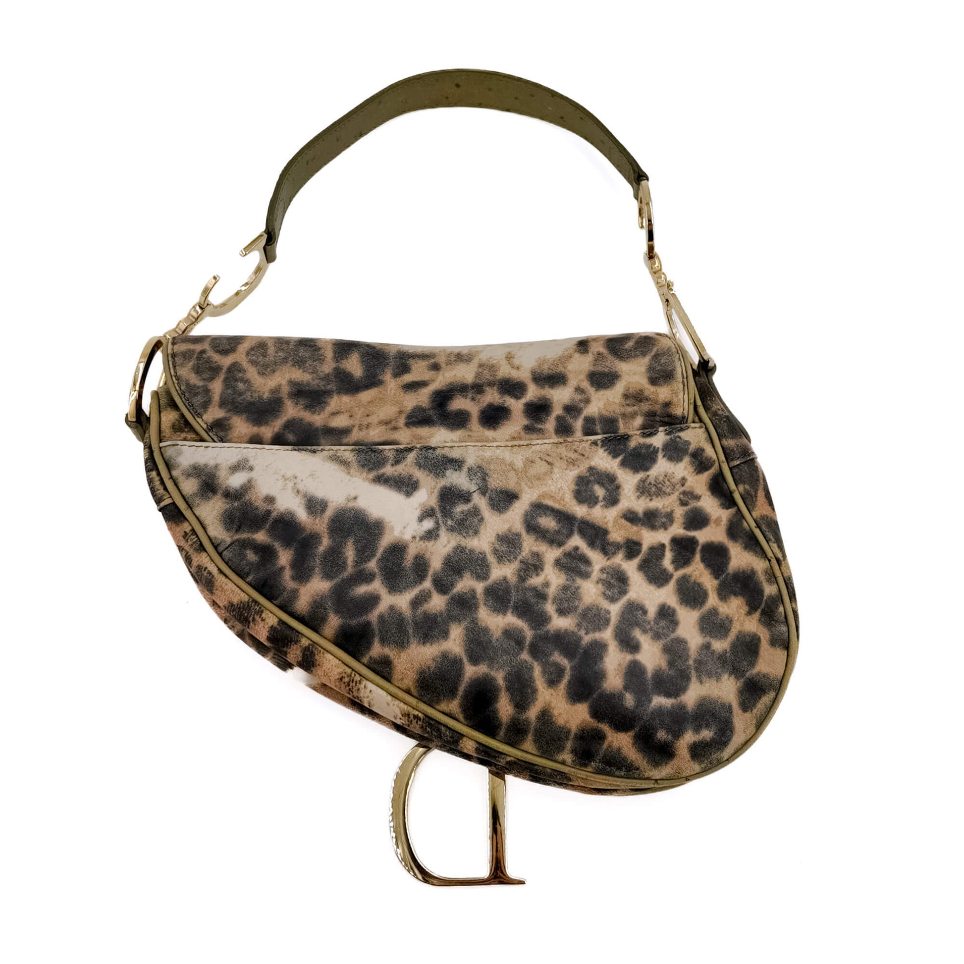 Second hand Dior Saddle Ostrich Leather Saddle Bag Animal print - Tabita Bags