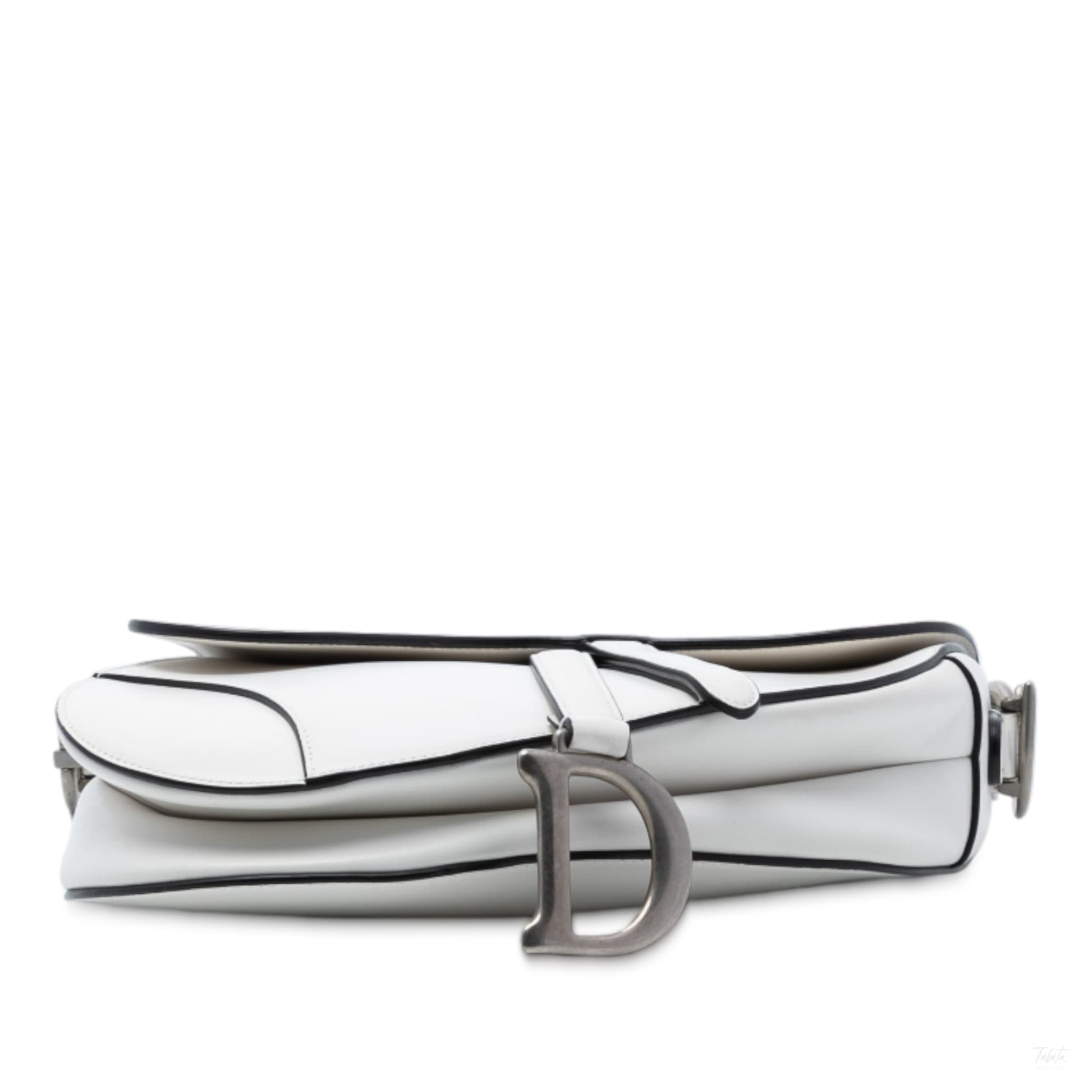 Second hand Dior Saddle Smooth Calfskin Leather No Strap Handbag White - Tabita Bags