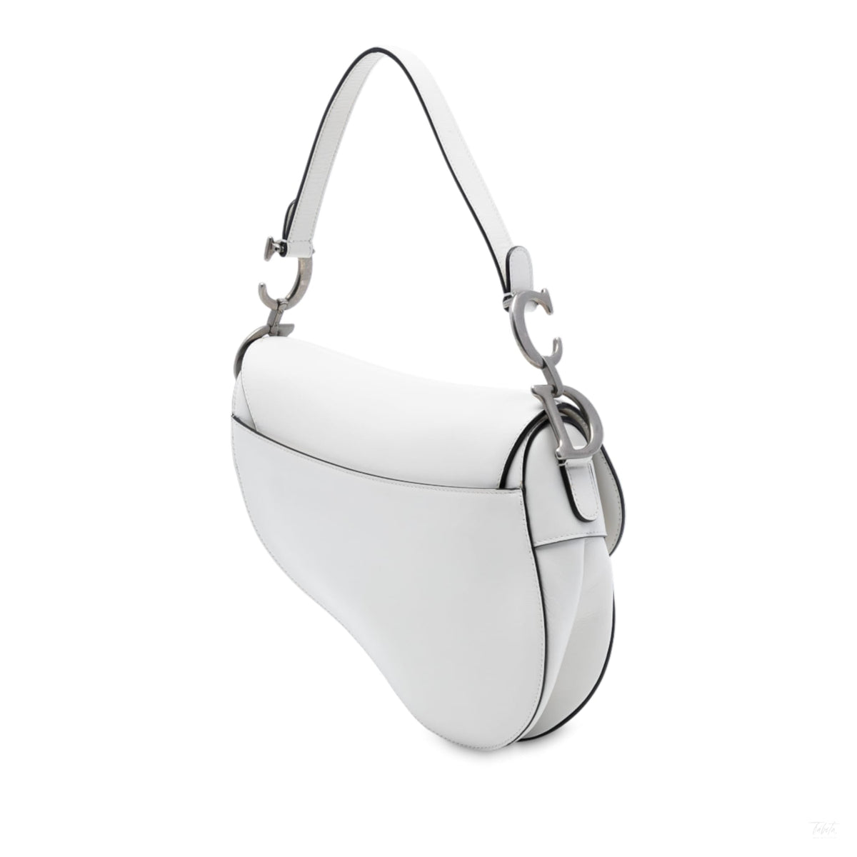 Second hand Dior Saddle Smooth Calfskin Leather No Strap Handbag White - Tabita Bags
