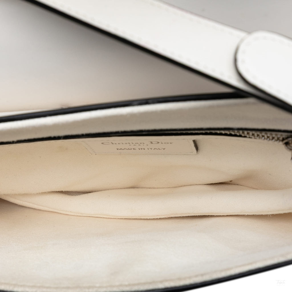Second hand Dior Saddle Smooth Calfskin Leather No Strap Handbag White - Tabita Bags