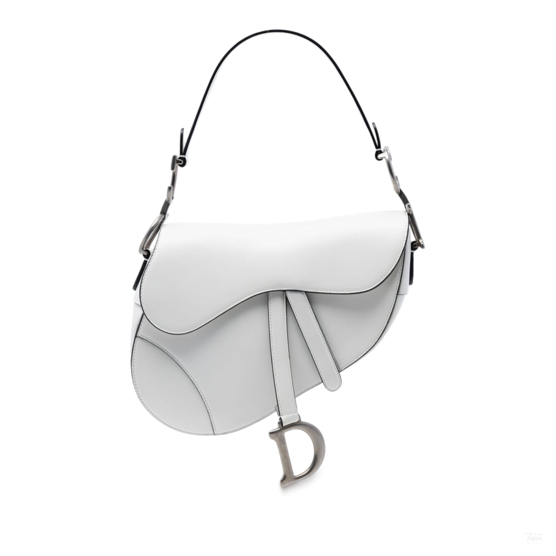 Second hand Dior Saddle Smooth Calfskin Leather No Strap Handbag White - Tabita Bags