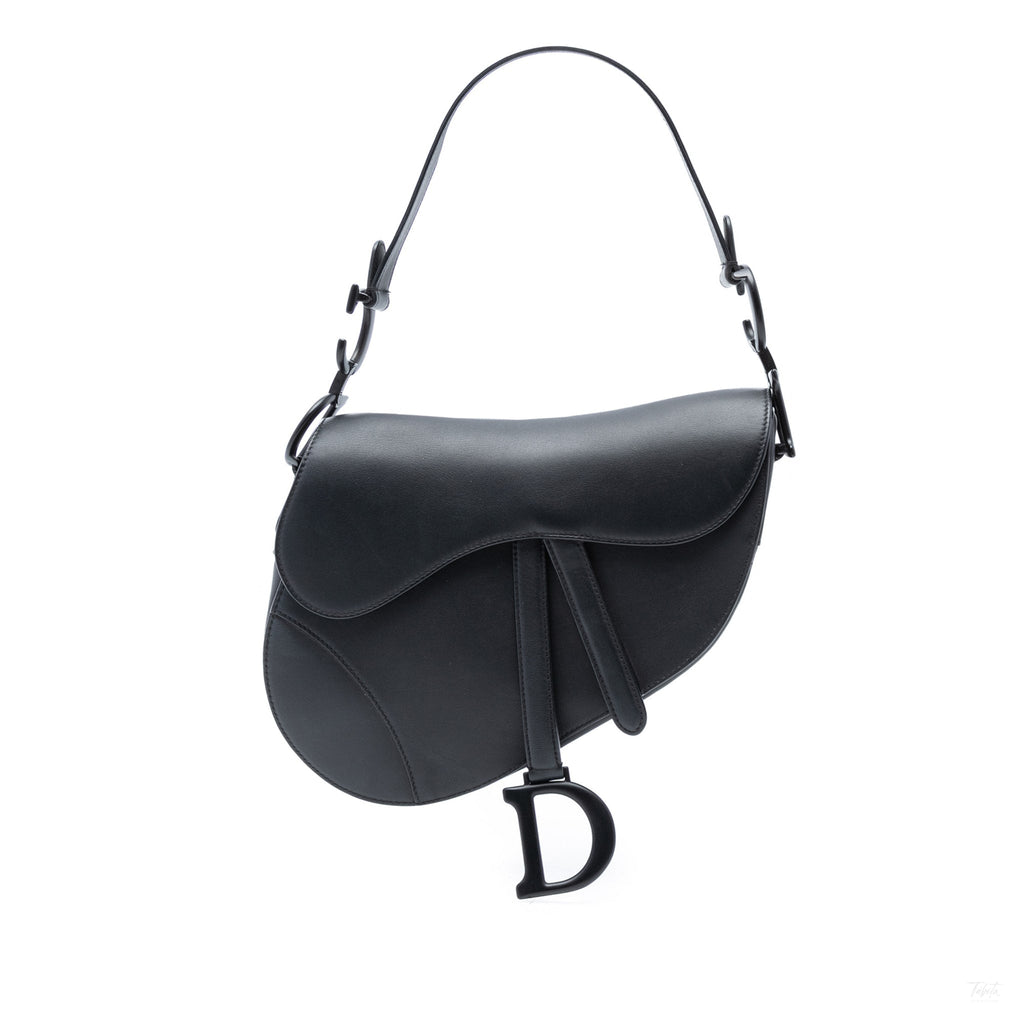 Second hand Dior Saddle Ultra Matte Calfskin Leather No Strap Handbag Black - Tabita Bags