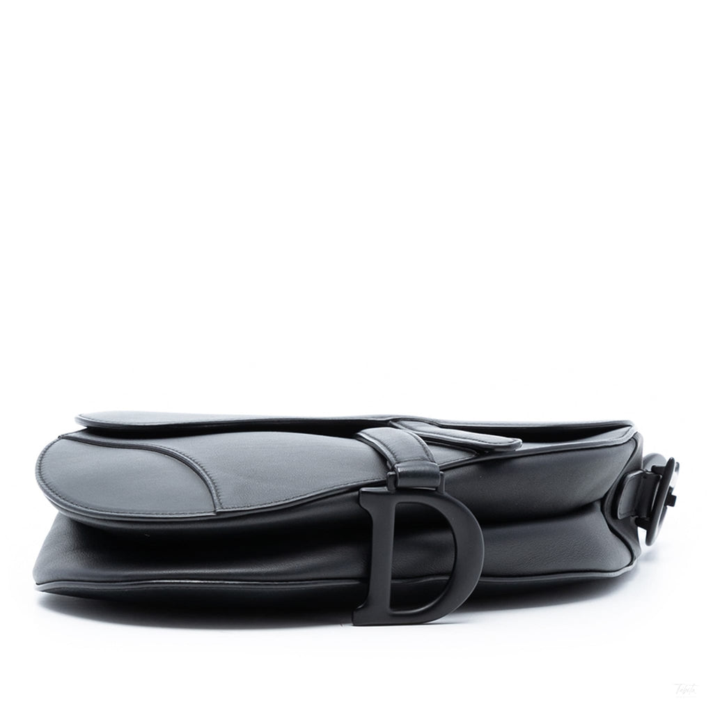 Second hand Dior Saddle Ultra Matte Calfskin Leather No Strap Handbag Black - Tabita Bags