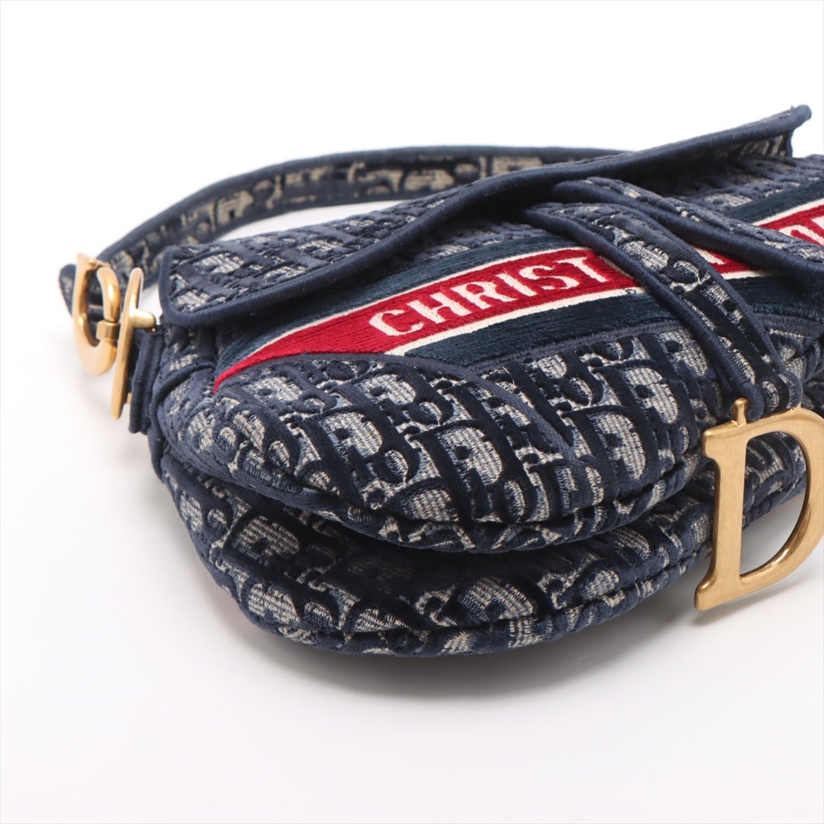 Second hand Dior Saddle Velour Oblique 2-Way Handbag Blue - Tabita Bags