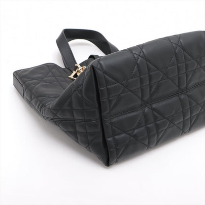 Second hand Dior Toujours Large Calfskin Leather Lucky Star Macrocannage 2-Way Handbag Black - Tabita Bags
