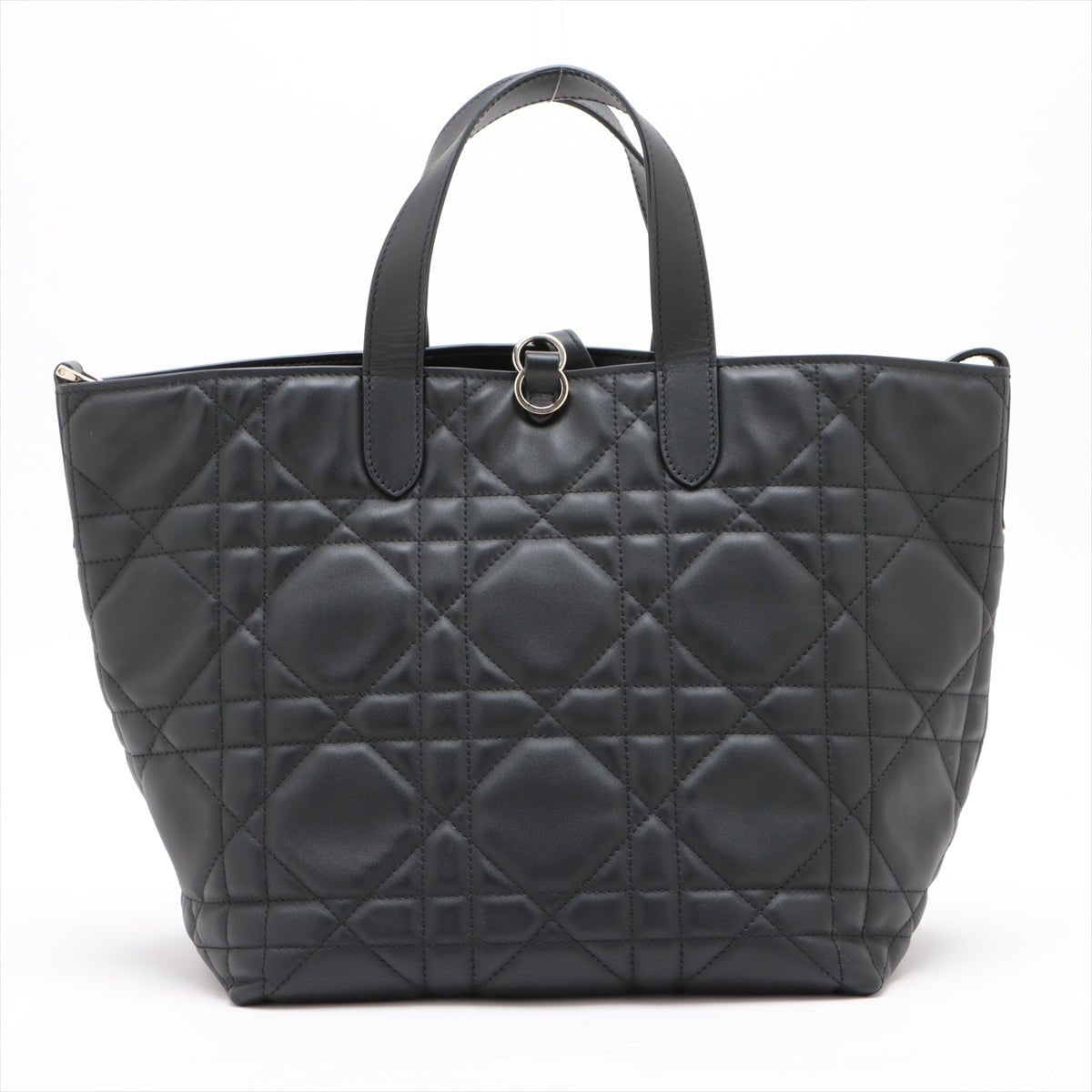 Second hand Dior Toujours Large Calfskin Leather Lucky Star Macrocannage 2-Way Handbag Black - Tabita Bags