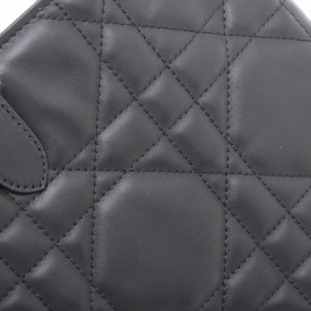 Second hand Dior Toujours Large Calfskin Leather Lucky Star Macrocannage 2-Way Handbag Black - Tabita Bags