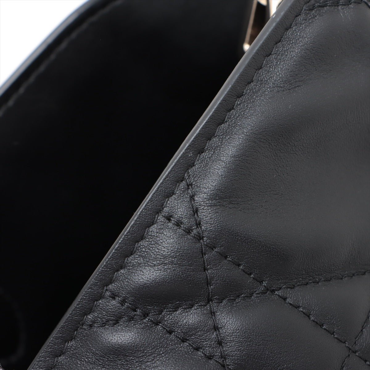 Second hand Dior Toujours Large Calfskin Leather Lucky Star Macrocannage 2-Way Handbag Black - Tabita Bags