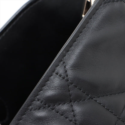 Second hand Dior Toujours Large Calfskin Leather Lucky Star Macrocannage 2-Way Handbag Black - Tabita Bags