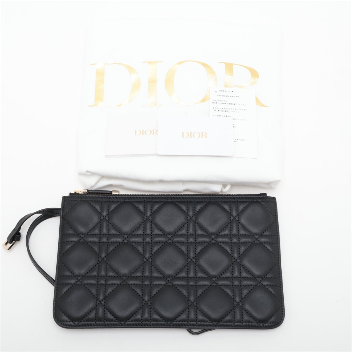 Second hand Dior Toujours Large Macrocannage Calfskin Leather 2 - Ways Tote Handbag pouch Black - Tabita Bags