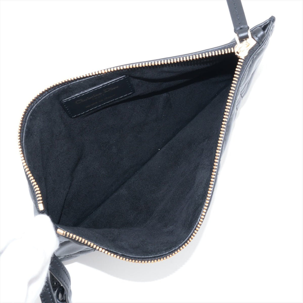 Second hand Dior Toujours Large Macrocannage Calfskin Leather 2 - Ways Tote Handbag pouch Black - Tabita Bags