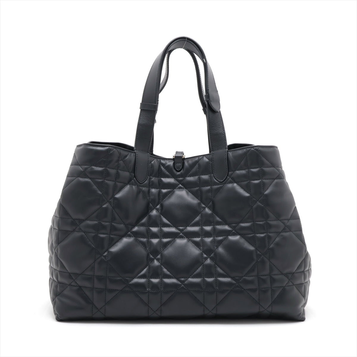 Second hand Dior Toujours Large Macrocannage Calfskin Leather 2 - Ways Tote Handbag pouch Black - Tabita Bags