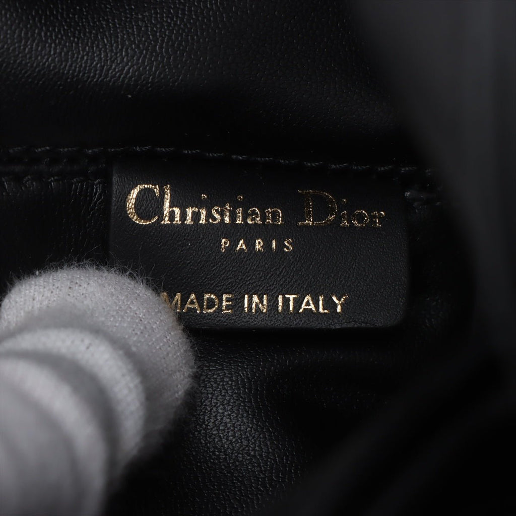 Second hand Dior Toujours Medium Calfskin Leather Macrocannage Pouch Tote Handbag Black - Tabita Bags