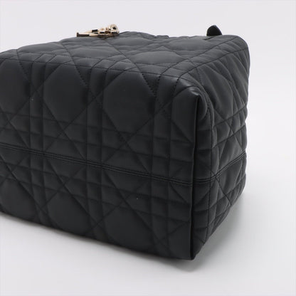 Second hand Dior Toujours Medium Calfskin Leather Macrocannage Pouch Tote Handbag Black - Tabita Bags