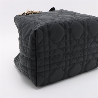 Second hand Dior Toujours Medium Calfskin Leather Macrocannage Pouch Tote Handbag Black - Tabita Bags