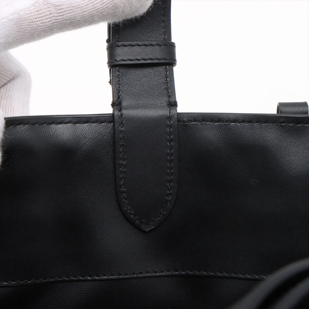 Second hand Dior Toujours Medium Calfskin Leather Macrocannage Pouch Tote Handbag Black - Tabita Bags
