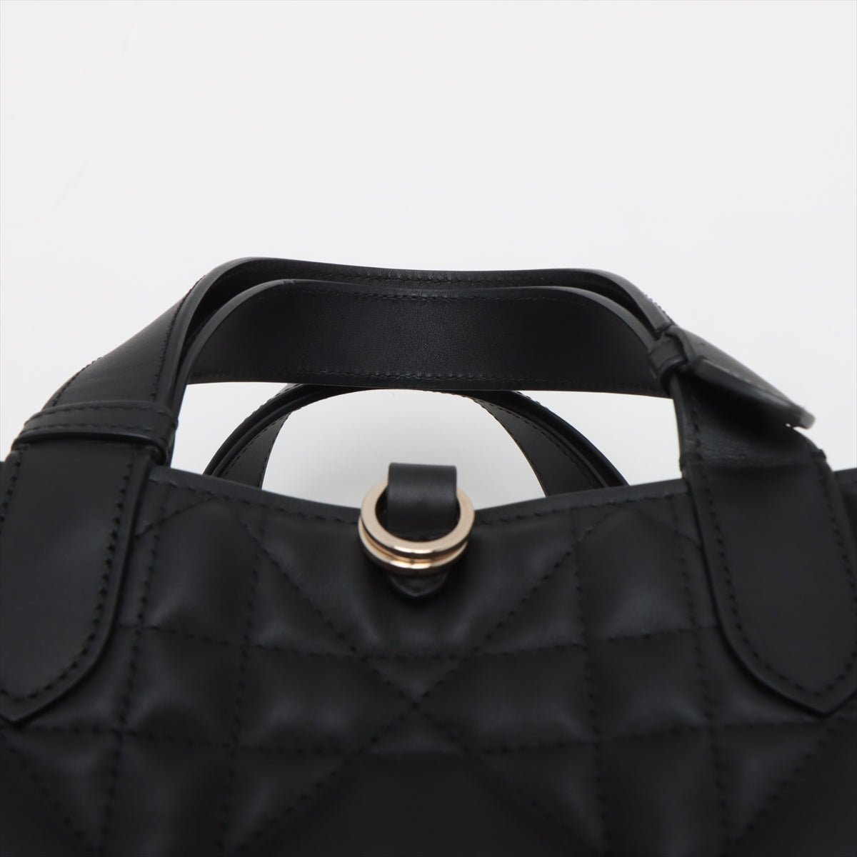 Second hand Dior Toujours Medium Calfskin Leather Macrocannage Pouch Tote Handbag Black - Tabita Bags