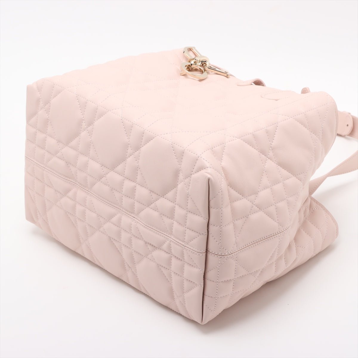 Second hand Dior Toujours Medium Calfskin Leather Macrocannage pouch Tote Handbag Pink - Tabita Bags