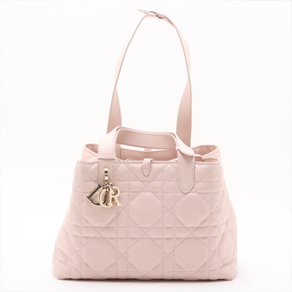 Second hand Dior Toujours Medium Calfskin Leather Macrocannage pouch Tote Handbag Pink - Tabita Bags