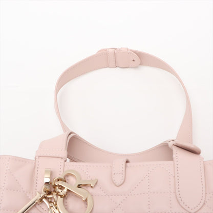 Second hand Dior Toujours Medium Calfskin Leather Macrocannage pouch Tote Handbag Pink - Tabita Bags