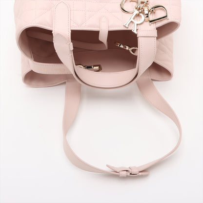 Second hand Dior Toujours Medium Calfskin Leather Macrocannage pouch Tote Handbag Pink - Tabita Bags