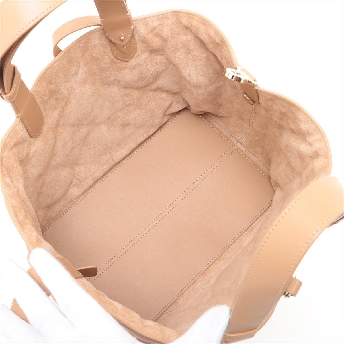 Second hand Dior Toujours Medium Macrocannage Calfskin Leather 2 - Ways Tote Bag pouch Beige - Tabita Bags