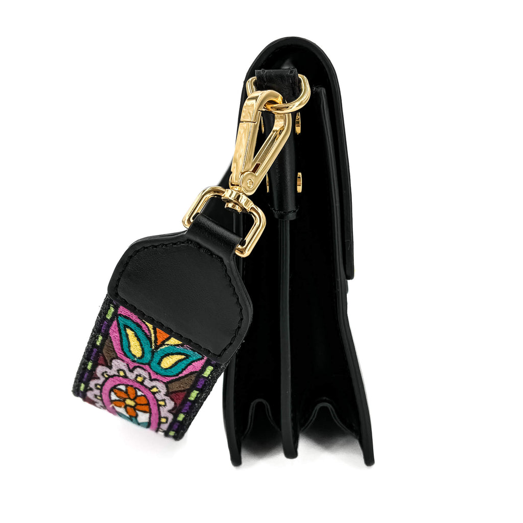 Second hand Etro Rainbow Leather Flap Shoulder Bag Black - Tabita Bags