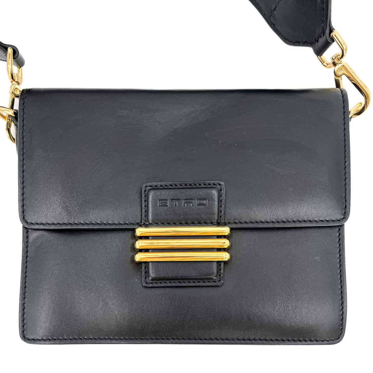 Second hand Etro Rainbow Leather Flap Shoulder Bag Black - Tabita Bags