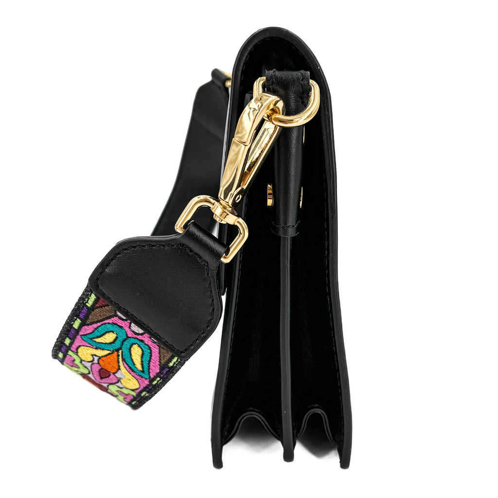 Second hand Etro Rainbow Leather Flap Shoulder Bag Black - Tabita Bags