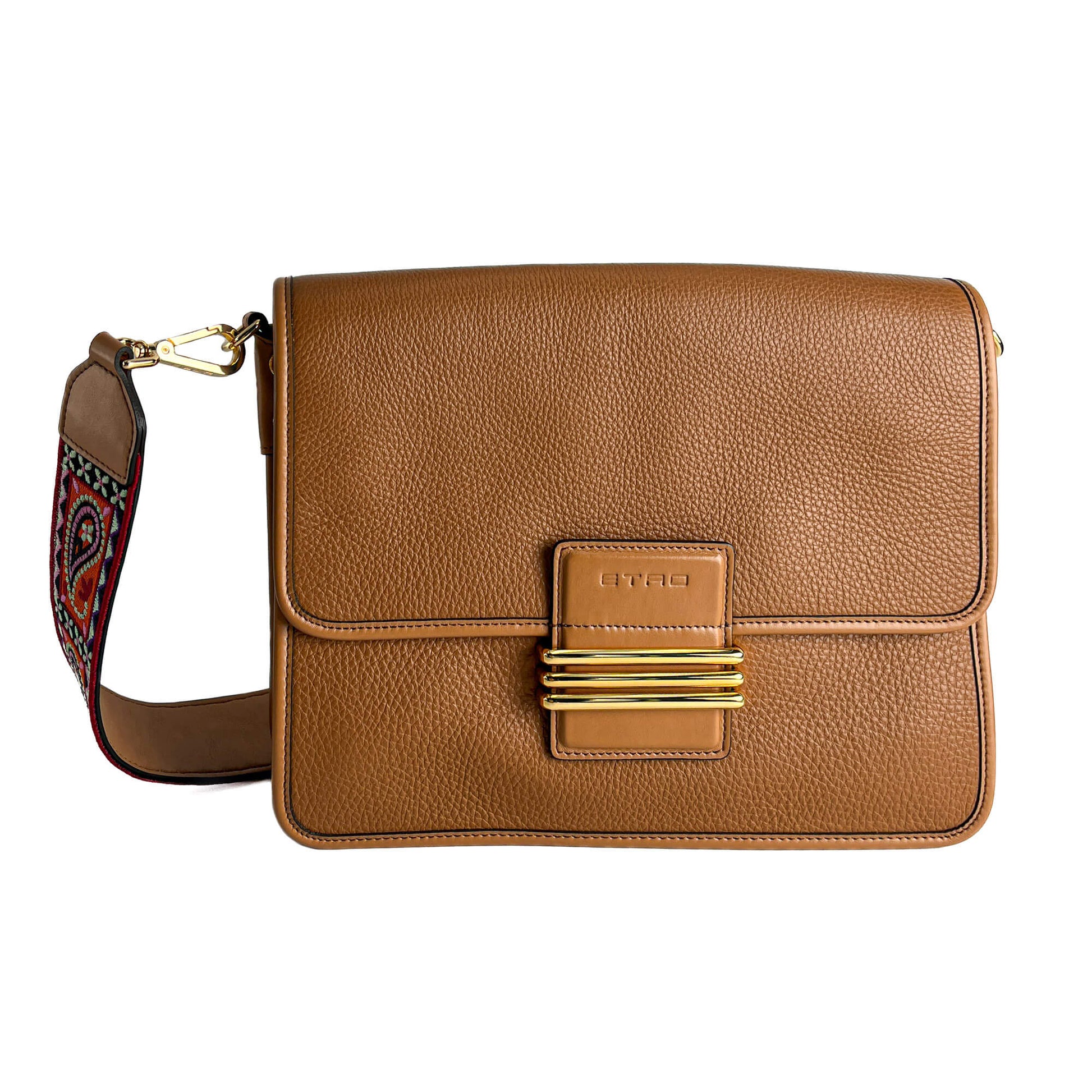 Second hand Etro Rainbow Leather Flap Shoulder Bag Caramel - Tabita Bags