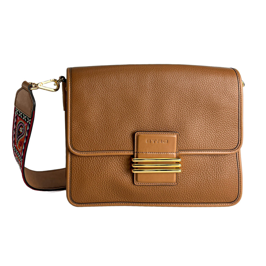 Second hand Etro Rainbow Leather Flap Shoulder Bag Caramel - Tabita Bags