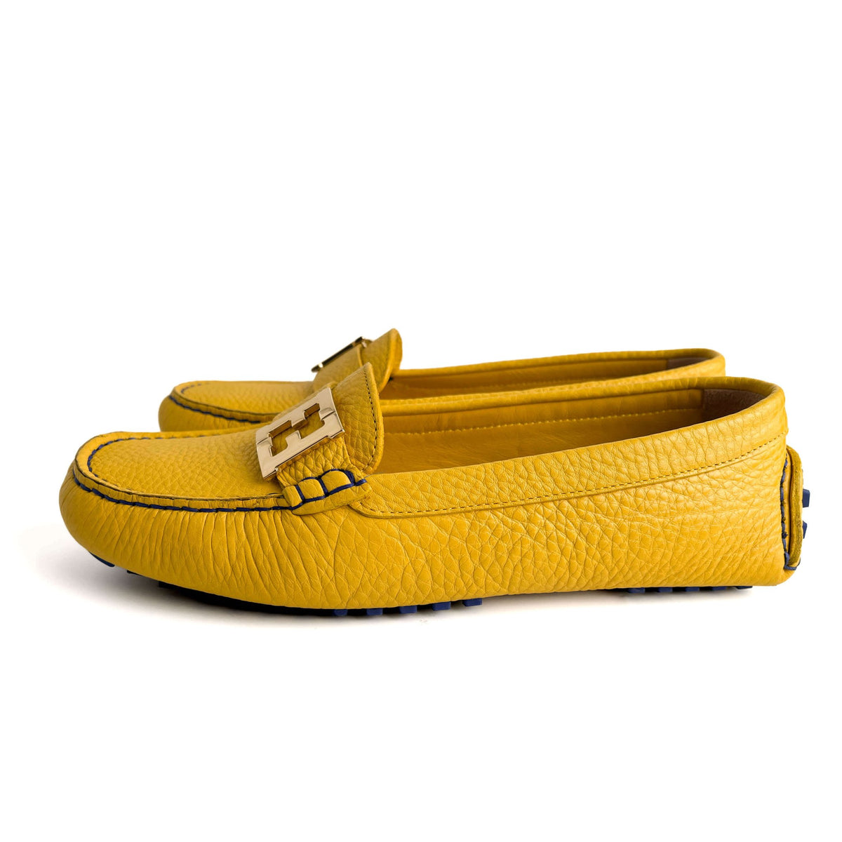 Second hand Fendi Baguette Leather Loafer 38 1/2 Yellow - Tabita Bags