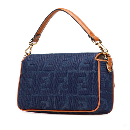 Second hand Fendi Baguette Medium FF Tridimensional Fabric 2 - Ways Baguette Handbag Blue - Tabita Bags