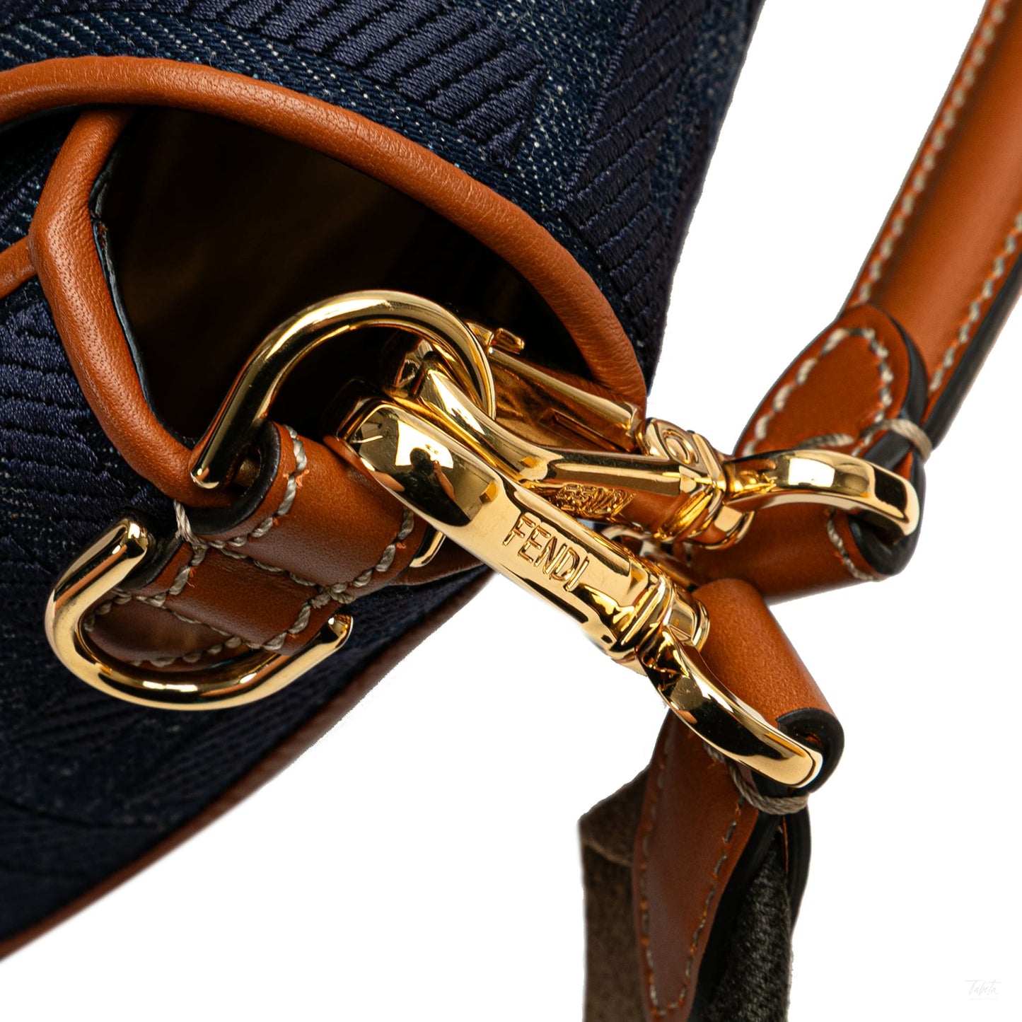 Second hand Fendi Baguette Medium FF Tridimensional Fabric 2 - Ways Baguette Handbag Blue - Tabita Bags