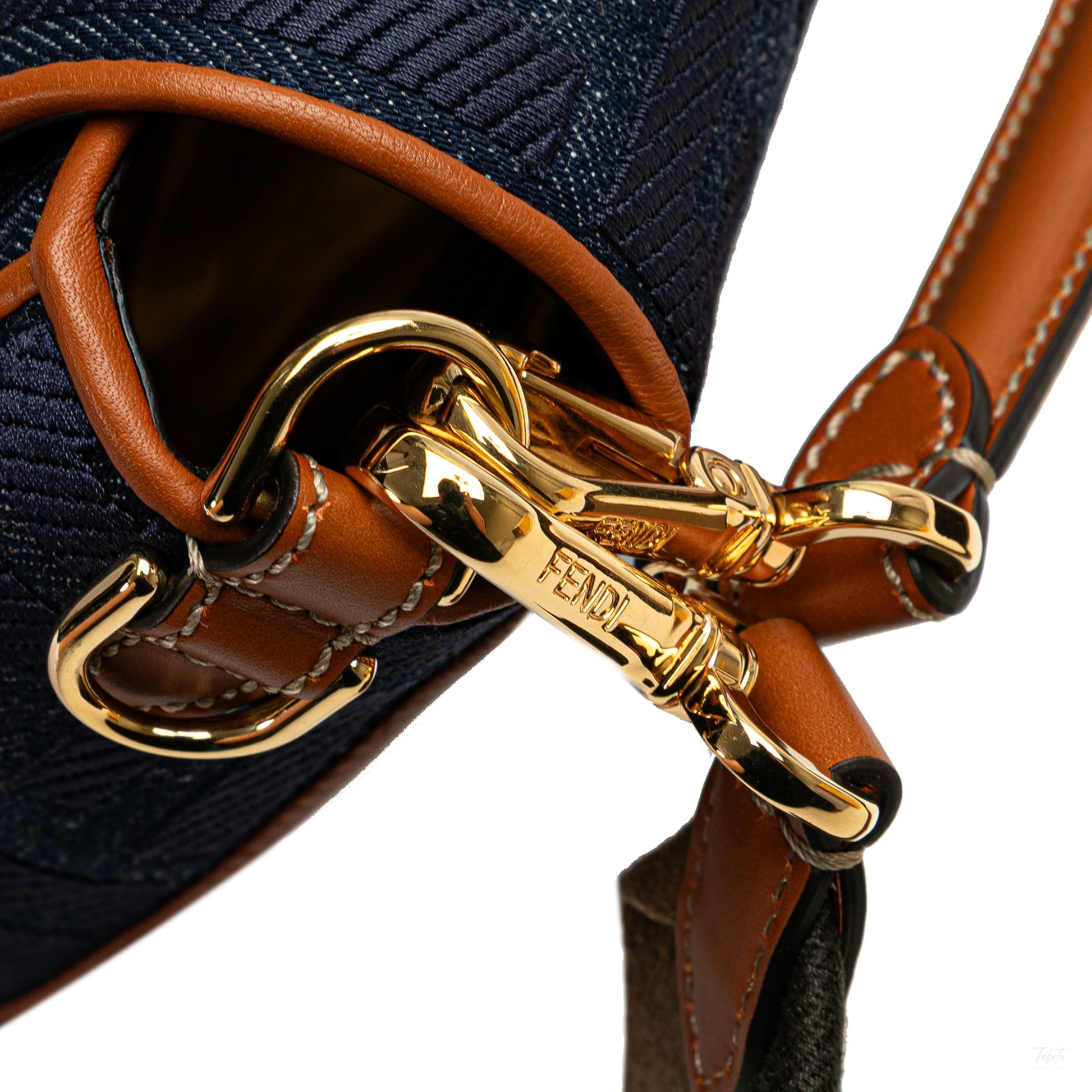 Second hand Fendi Baguette Medium FF Tridimensional Fabric 2 - Ways Baguette Handbag Blue - Tabita Bags