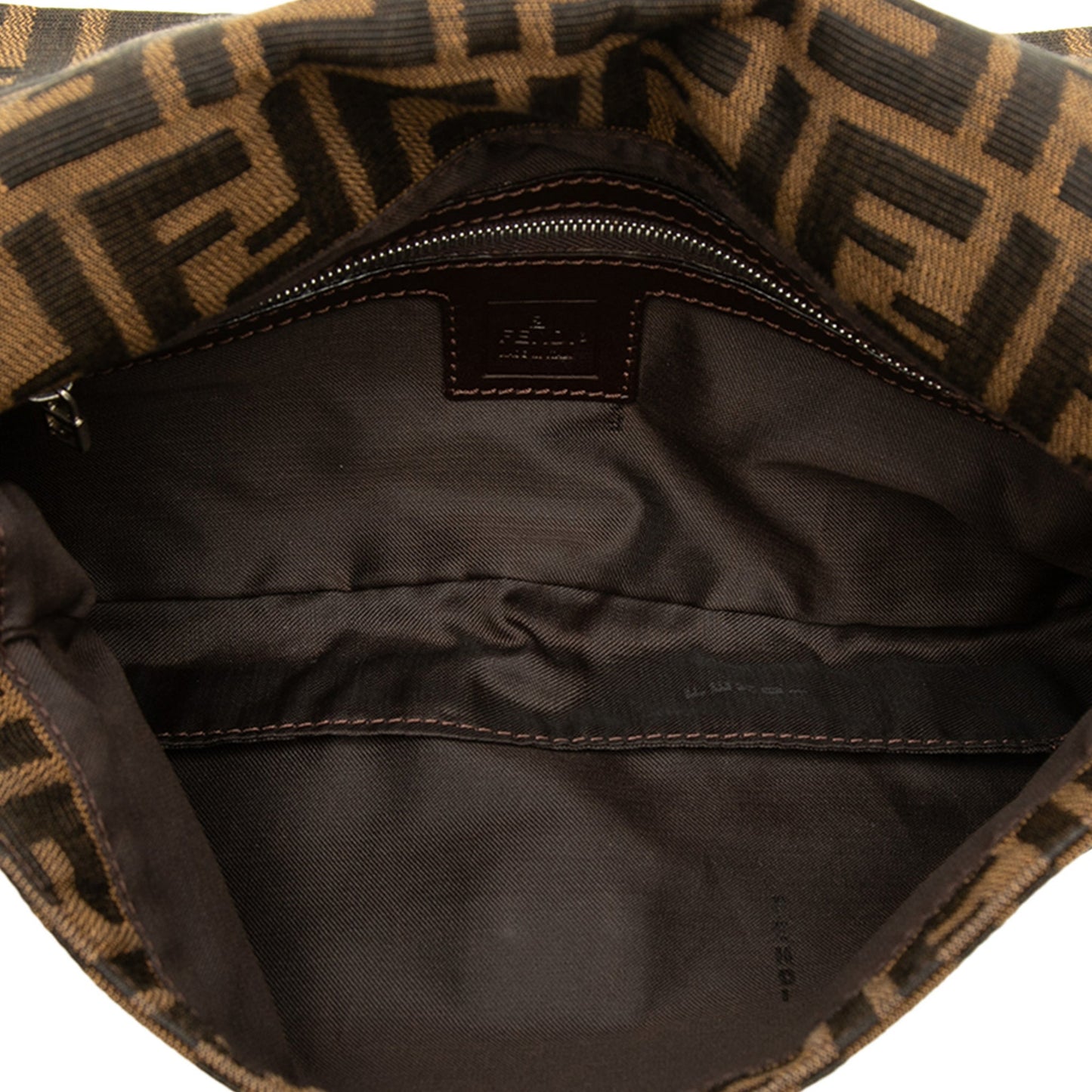 Second hand Fendi Baguette Medium Jacquard Fabric FF Tridimensional Handbag Brown - Tabita Bags