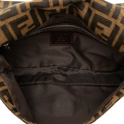 Second hand Fendi Baguette Medium Jacquard Fabric FF Tridimensional Handbag Brown - Tabita Bags