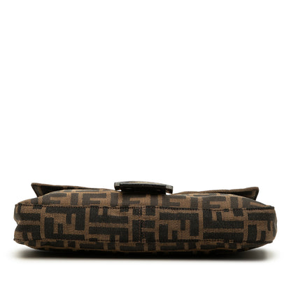 Second hand Fendi Baguette Medium Jacquard Fabric FF Tridimensional Handbag Brown - Tabita Bags
