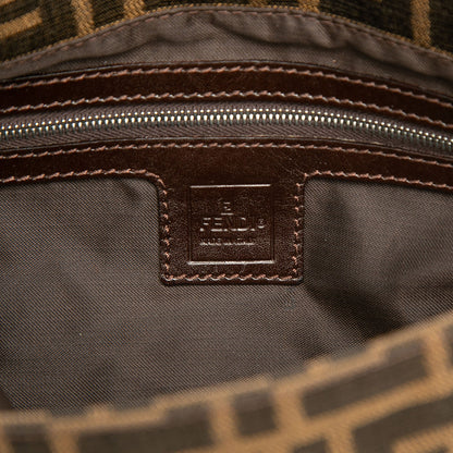 Second hand Fendi Baguette Medium Jacquard Fabric FF Tridimensional Handbag Brown - Tabita Bags