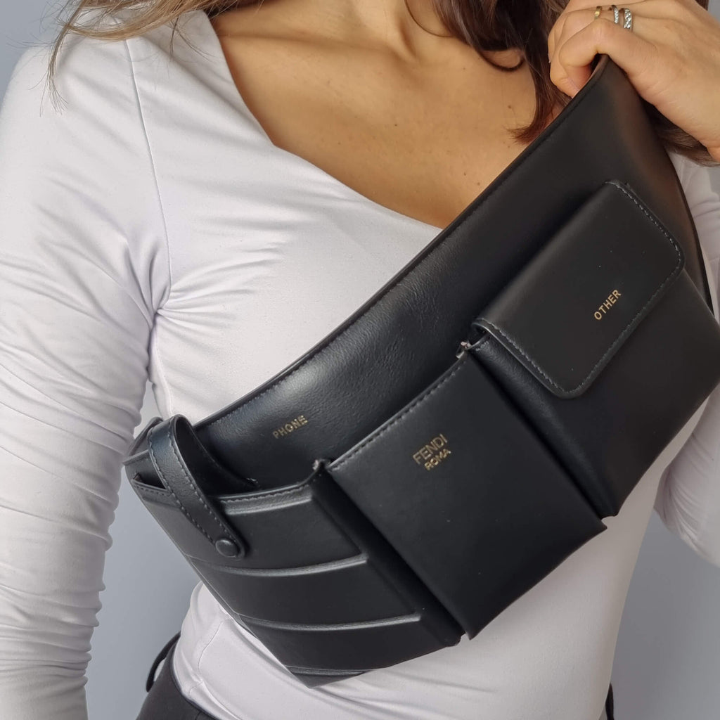 Second hand Fendi Belt Bag CalfSkin Leather Black - Tabita Bags