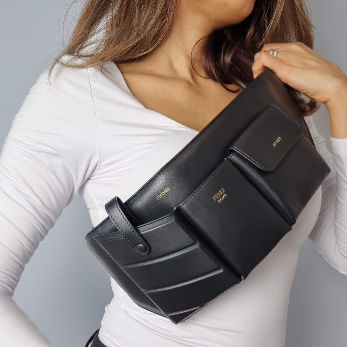 Second hand Fendi Belt Bag CalfSkin Leather Black - Tabita Bags