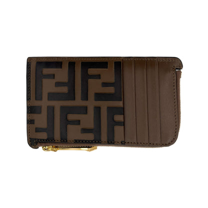 Second hand Fendi FF Diamonds Leather Wallet Brown - Tabita Bags