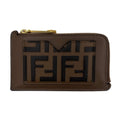 Second hand Fendi FF Diamonds Leather Wallet Brown - Tabita Bags