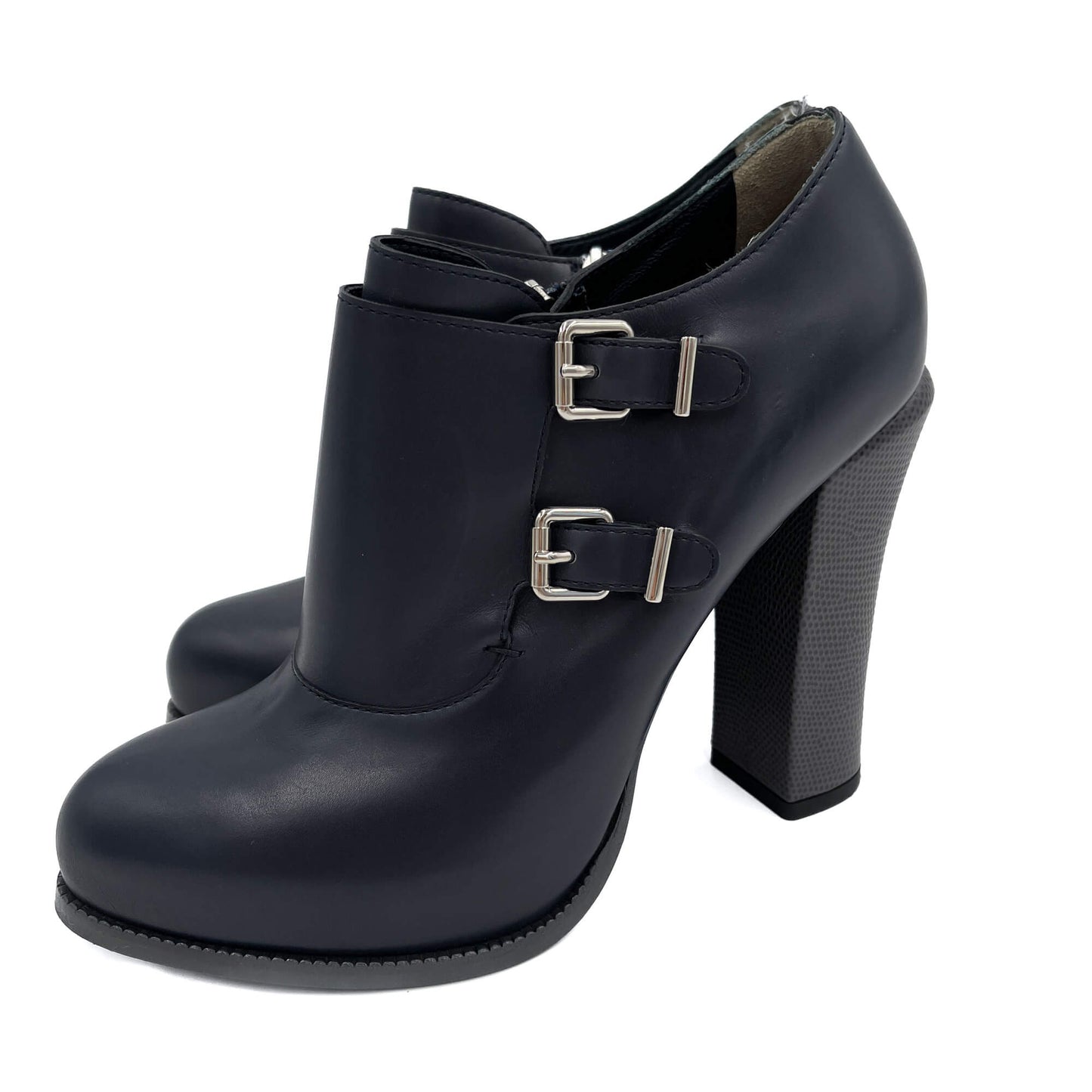 Second hand Fendi High Heel Ankle Boots Leather 40 1/2 Navy - Tabita Bags