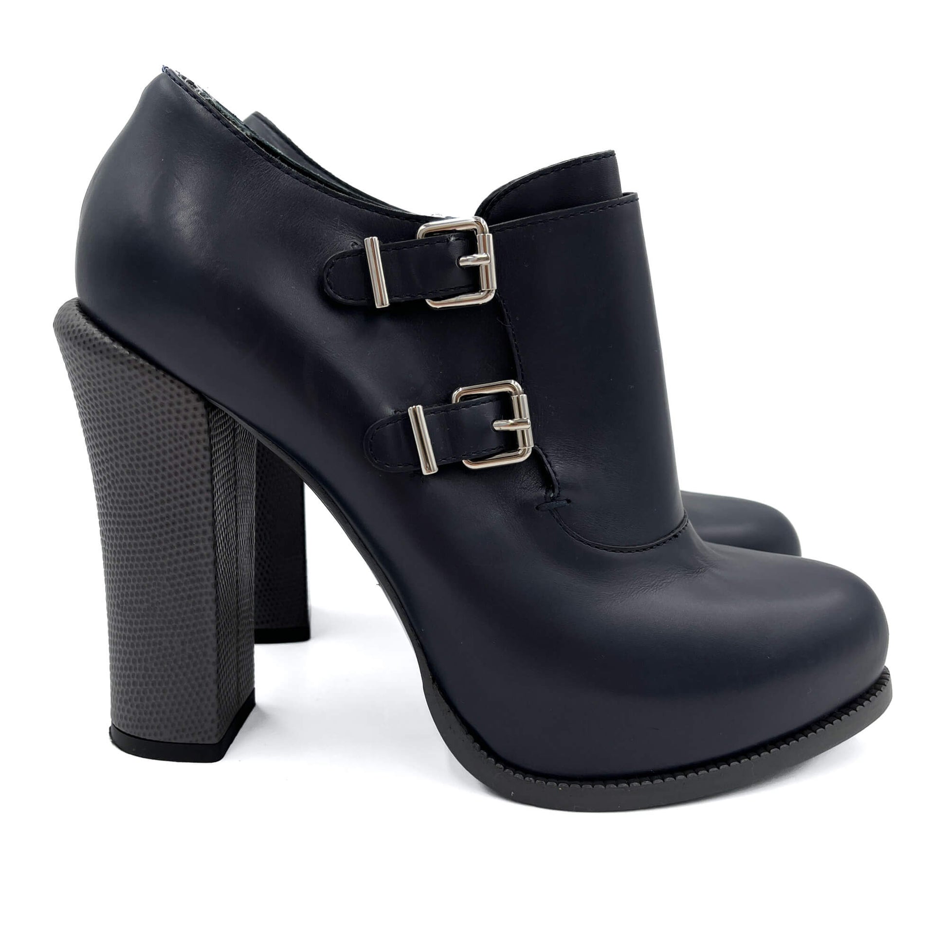 Second hand Fendi High Heel Ankle Boots Leather 40 1/2 Navy - Tabita Bags