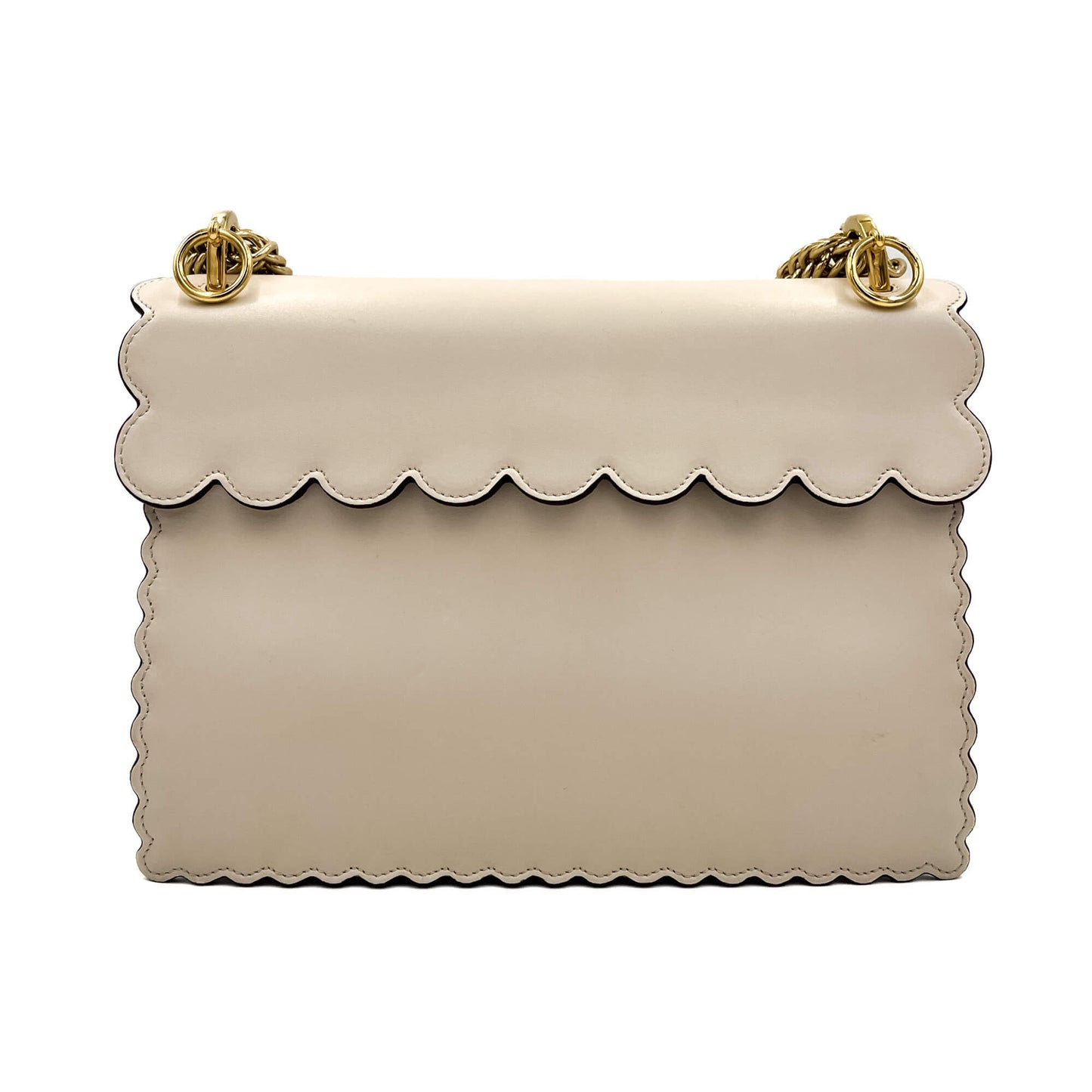 Second hand Fendi Kan I CalfSkin Leather Top-handle Bag Beige - Tabita Bags