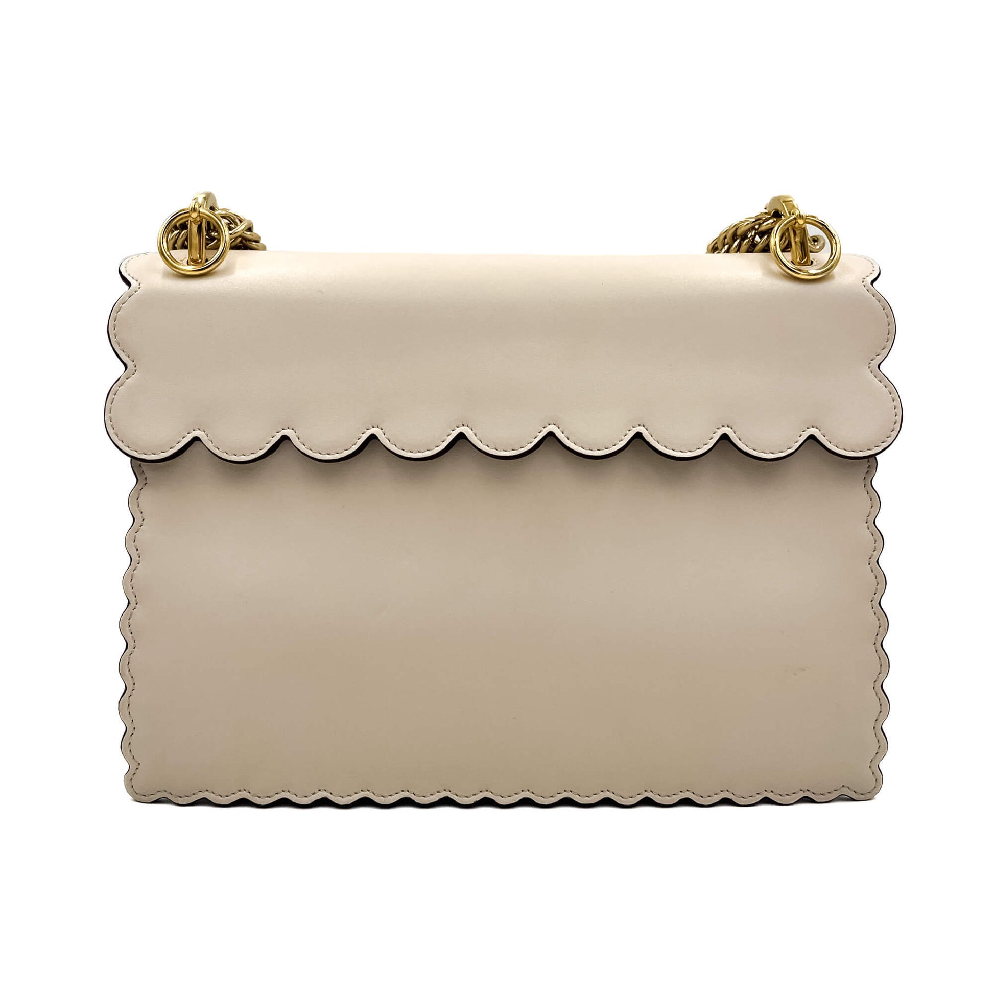 Second hand Fendi Kan I CalfSkin Leather Top-handle Bag Beige - Tabita Bags