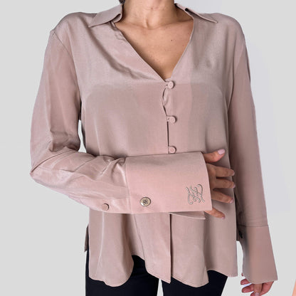 Second hand Fendi Long - Sleeved Shirt Silk 40 Beige - Tabita Bags