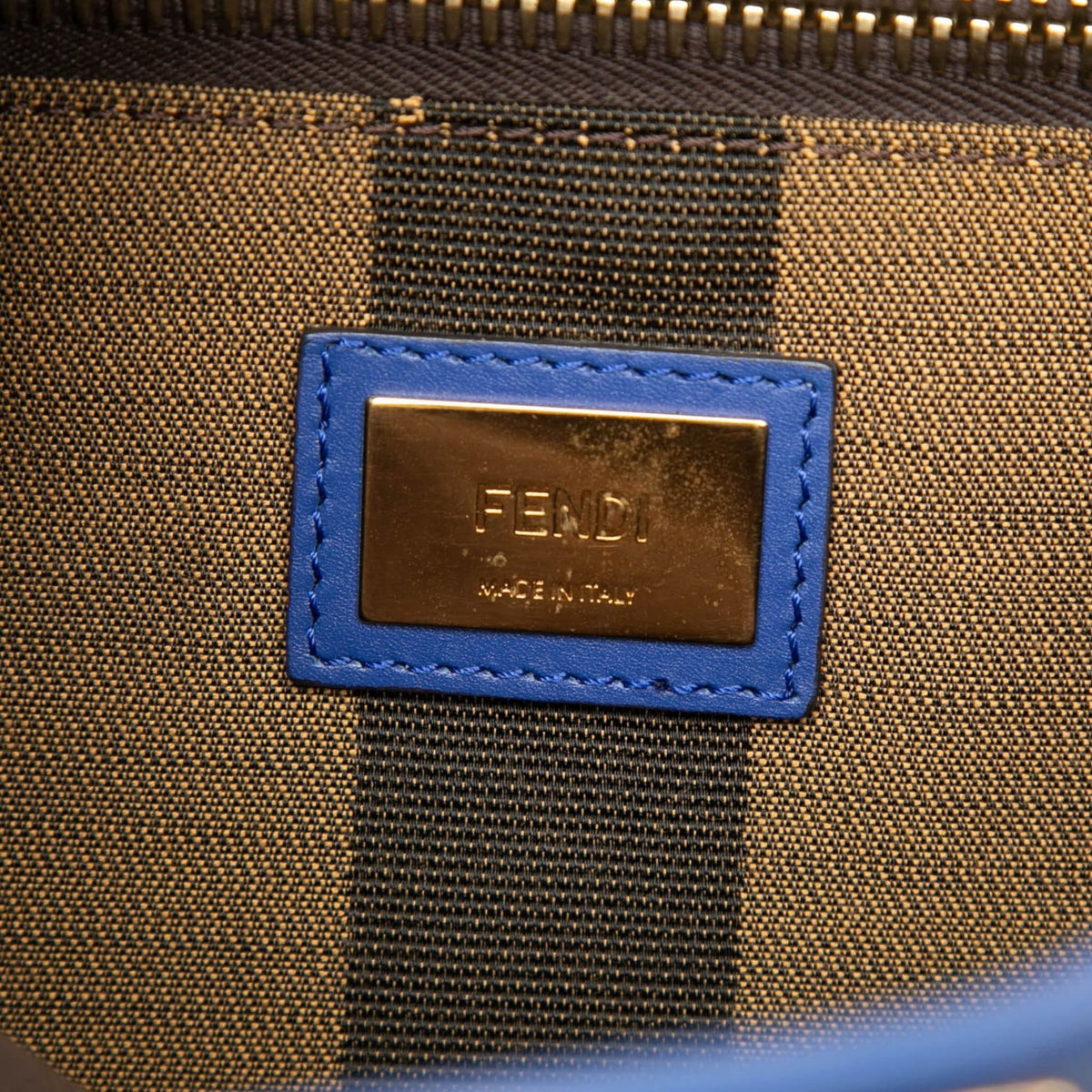 Second hand Fendi Peekaboo ISeeU Medium Leather Frame Bag Blue - Tabita Bags